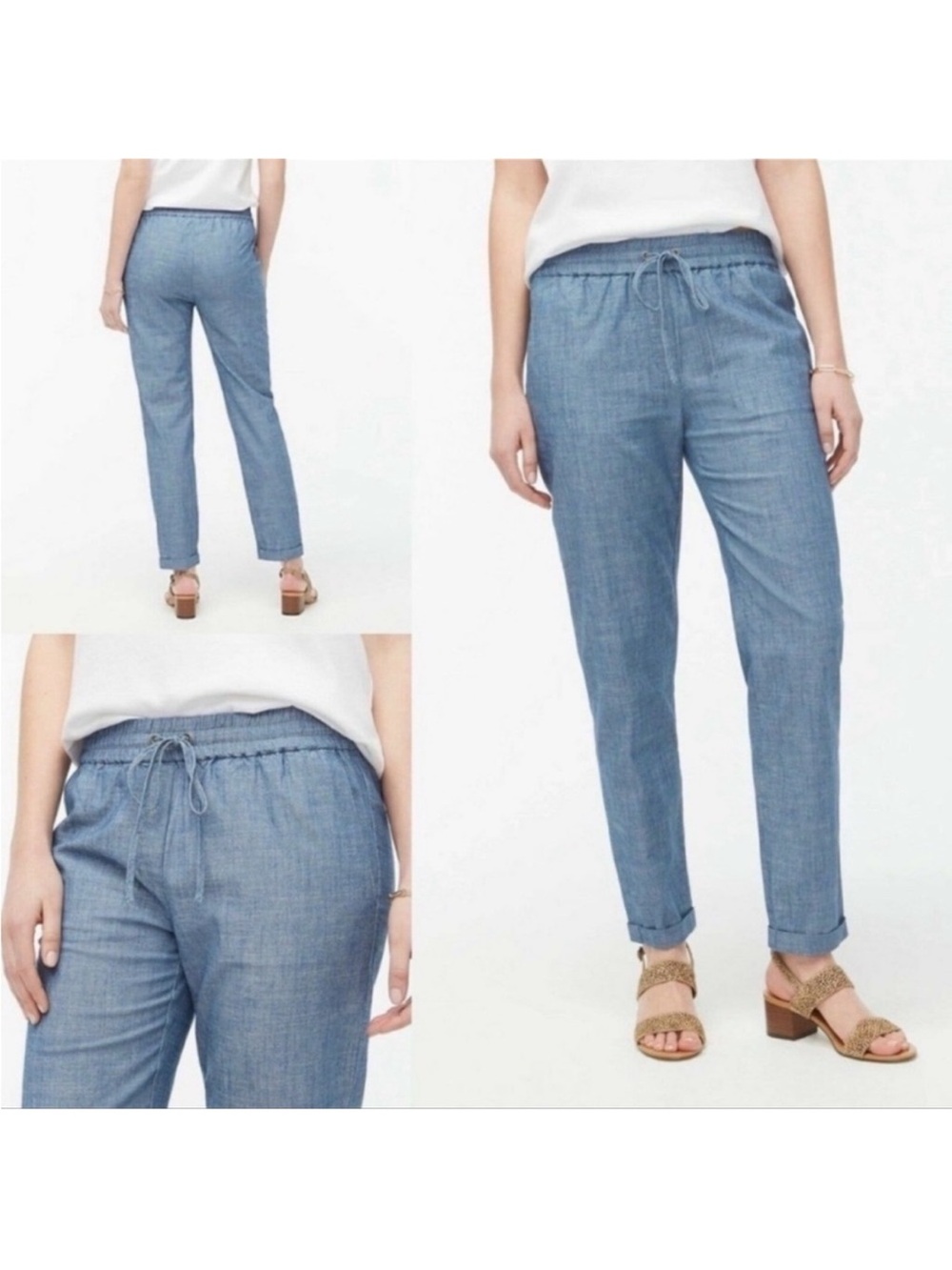 j. crew 100% cotton‎ chambray pants elastic waist